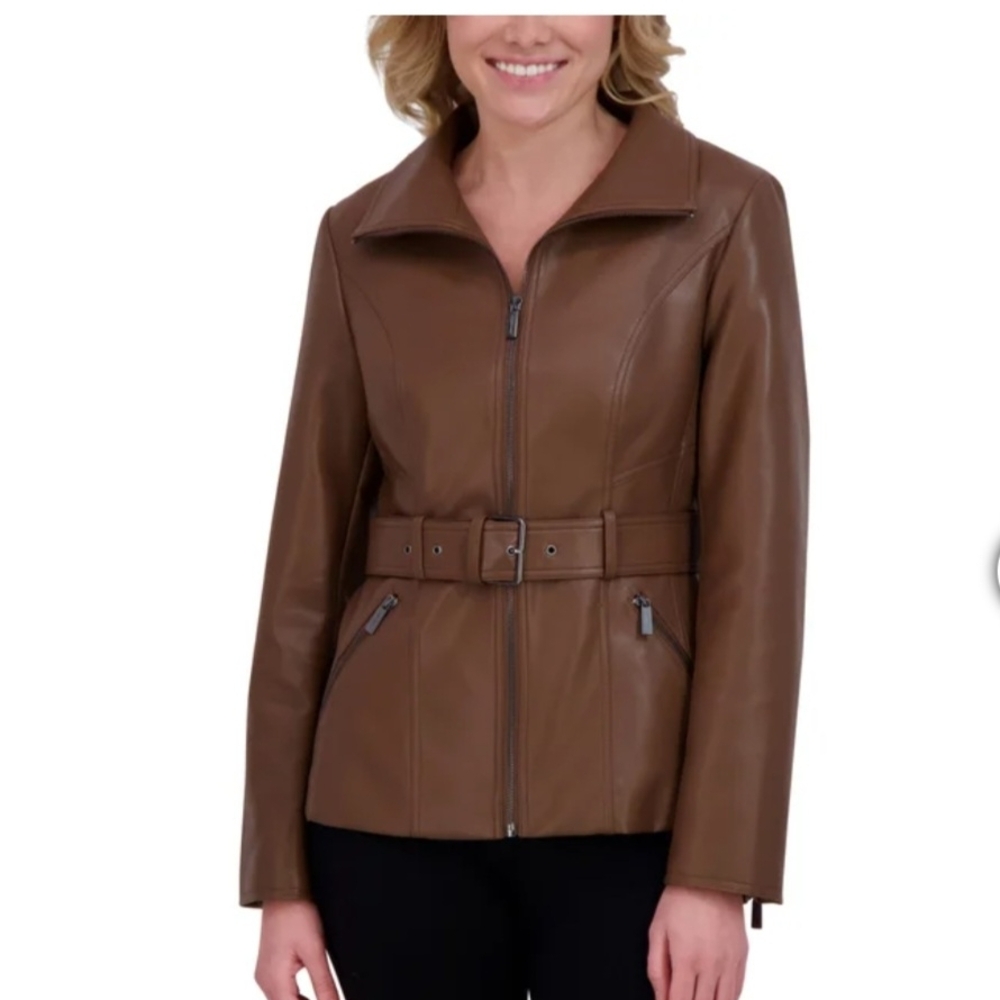 Kenneth Cole Tan Leather Jacket for Women